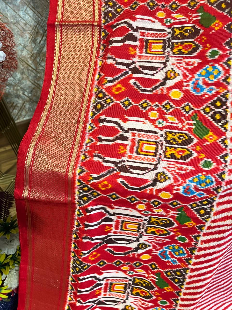 Red laheria Twill ikkat