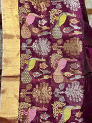 Chanderi pattu saree with ready wear blouse