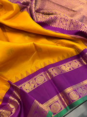 Deep Mustard Yellow Pure Kanchi Vintage Pattu