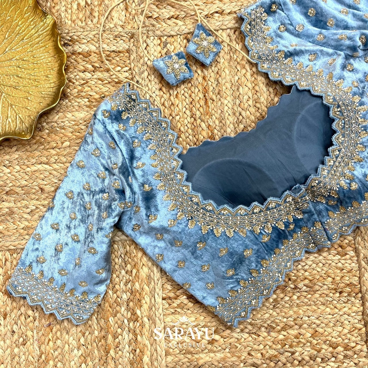 Powder Blue  Handworked Blouse