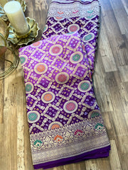 Purple Double Shaded Banarasi Bandhini Georgette