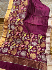 Chanderi pattu saree with ready wear blouse