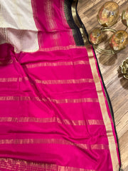 Half white and Black Premium Mysore Silk