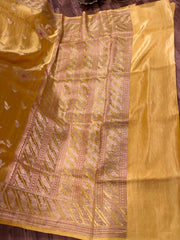 Mustard Yellow Banarasi Mashru Silk Saree