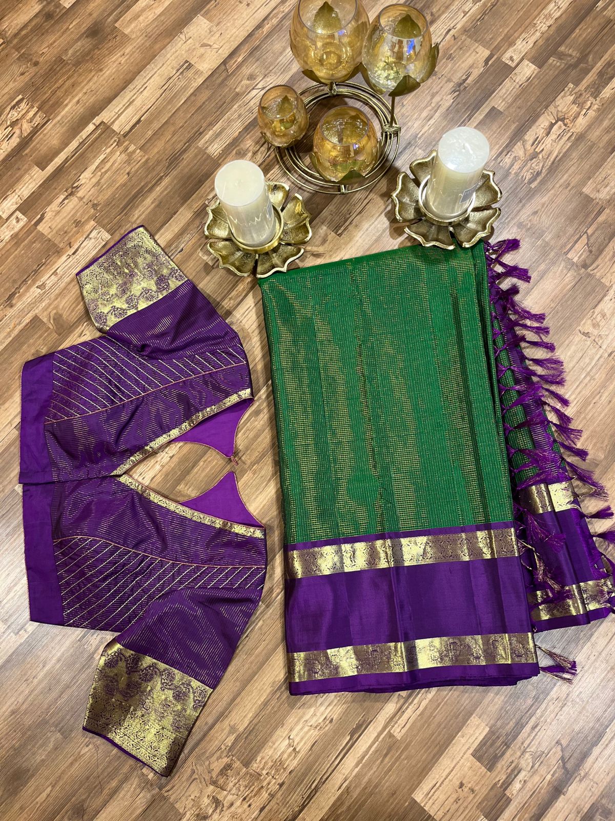 Green Space Border kanchi Pattu