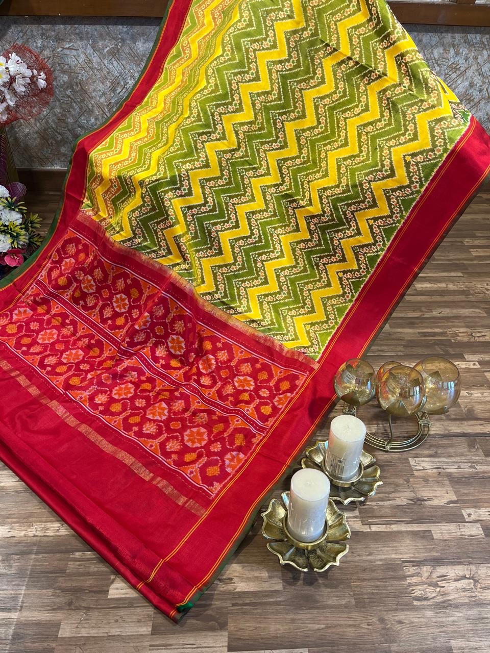 Yellow and Red Twill ikkat