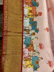 Baby Pink Pure Kanchi Digital Silk