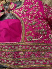 Fuchsia pink Rawsilk All Over Handworked Blouse