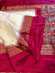 White Ikkat Pattu