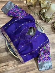 Purple Pure Silk and Patola, Paithani Fusion Blouse