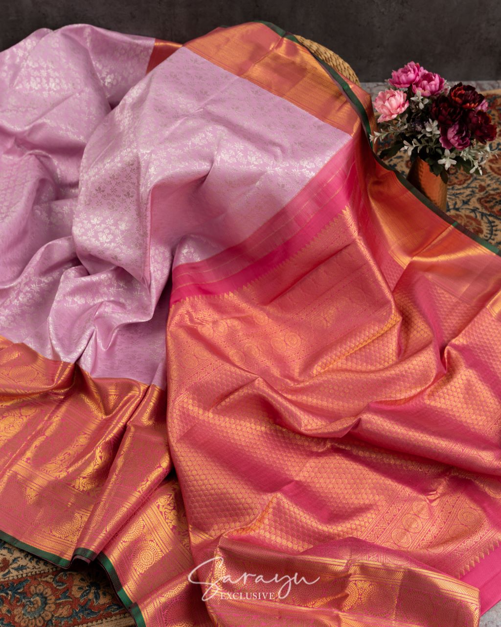 Light Lavender and pink shade pure authentic kanchi pattu