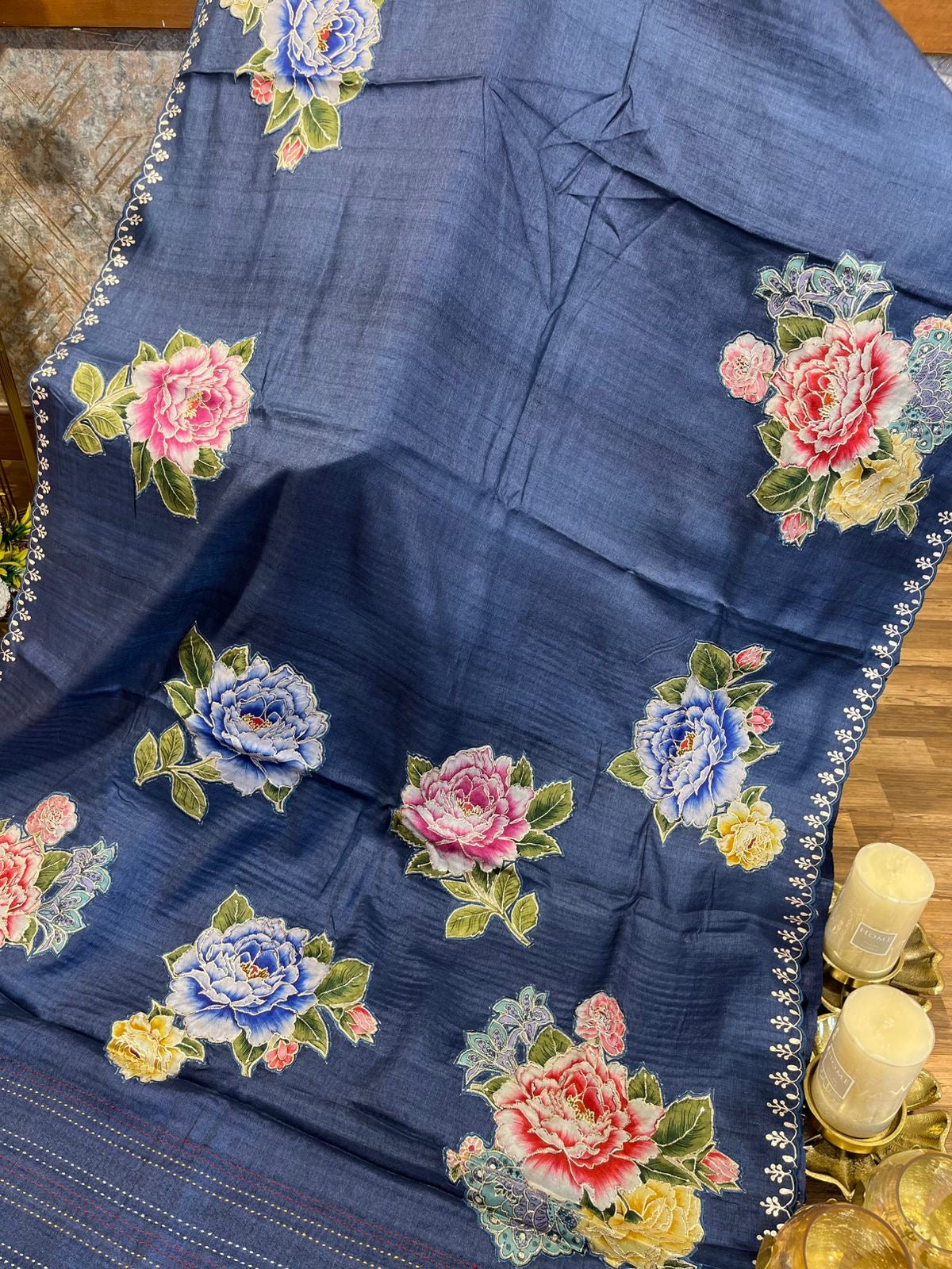 Navy Shade Pure Tussar Saree