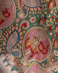 Beautiful Combination Kalamkari Hand painted Kanchi Pure Silk