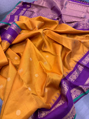Deep Mustard Yellow Pure Kanchi Vintage Pattu