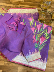 Lavender Handpainted Pure Handloom Jamdhani