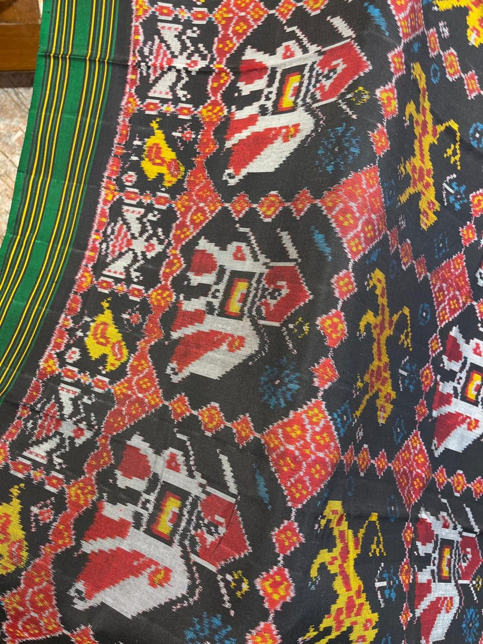 Black and Green Twill ikkat