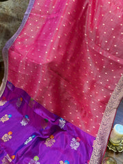Pink and Purple Combination Fancy Kota and Banaras Fusion