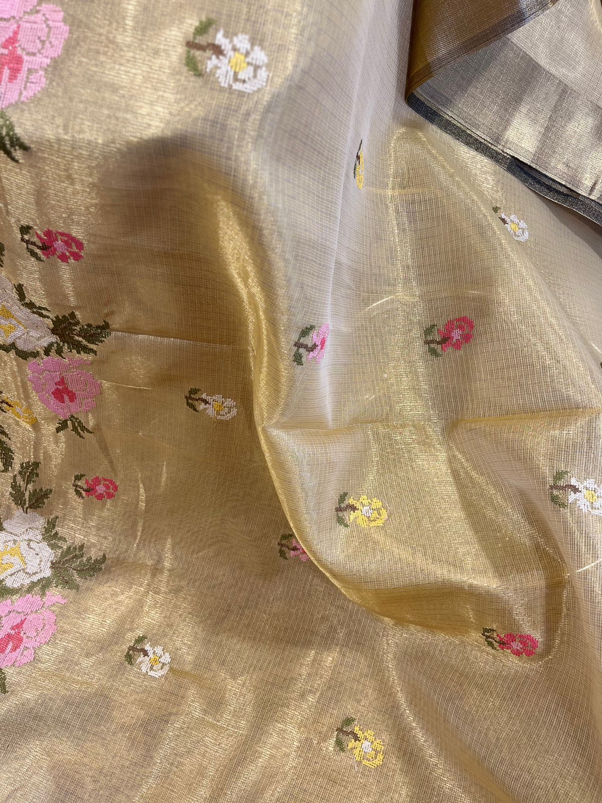 Soft Lemon Yellow Fancy Tissue Silk