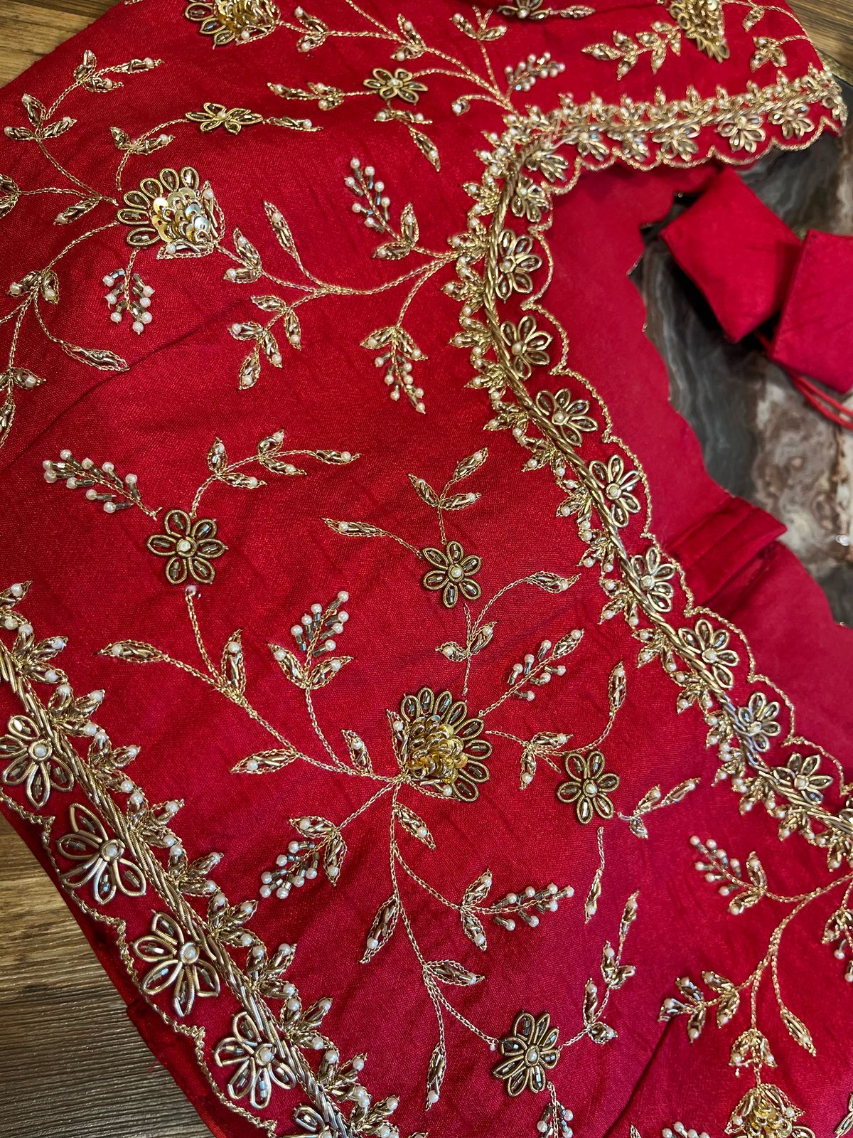 Red Pure Rawsilk Blouse