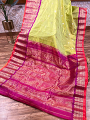 Beautiful Double-Wrap Brocade Micro Checks Gadwal Saree