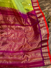 Beautiful Double-Wrap Brocade Micro Checks Gadwal Saree