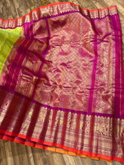 Beautiful Double-Wrap Brocade Micro Checks Gadwal Saree