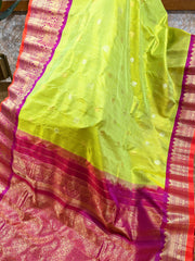 Beautiful Double-Wrap Brocade Micro Checks Gadwal Saree