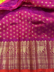 Beautiful Double-Wrap Brocade Micro Checks Gadwal Saree