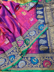 Double wrap meenakari Gadwal saree