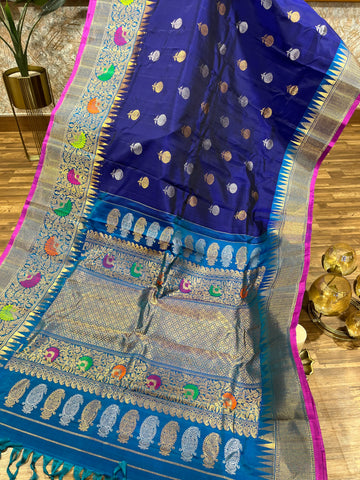 Double wrap meenakari Gadwal saree