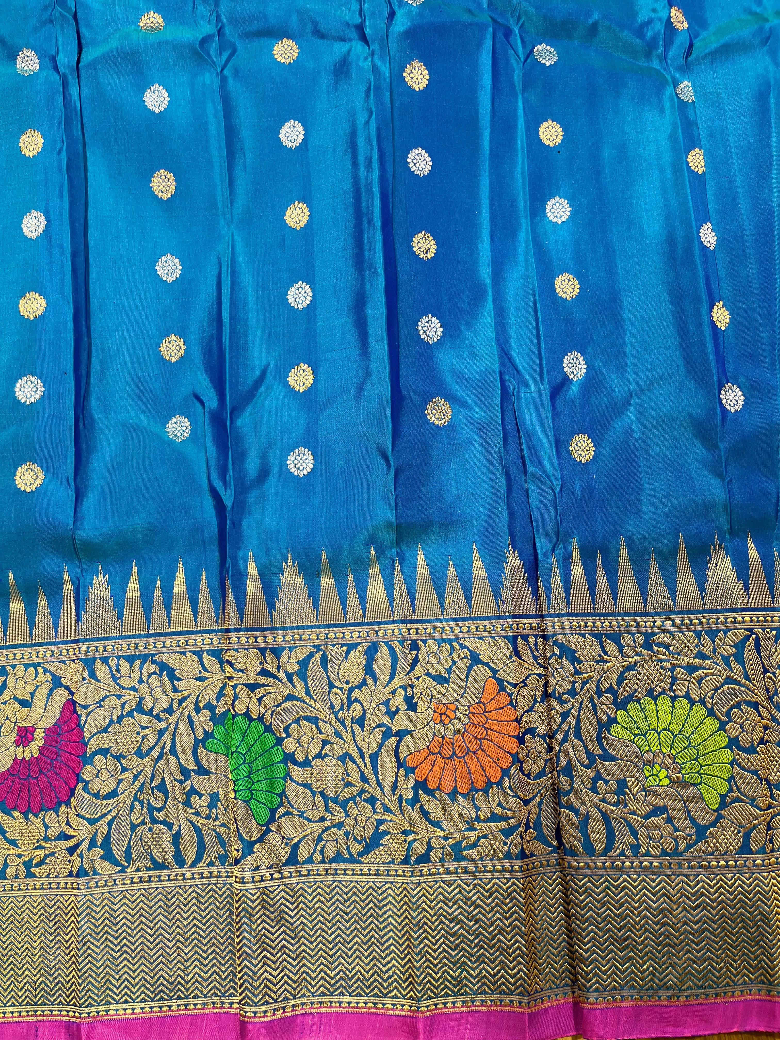 Double wrap meenakari Gadwal saree