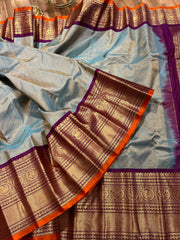 Double wrap brocade kanchi border Gadwal saree