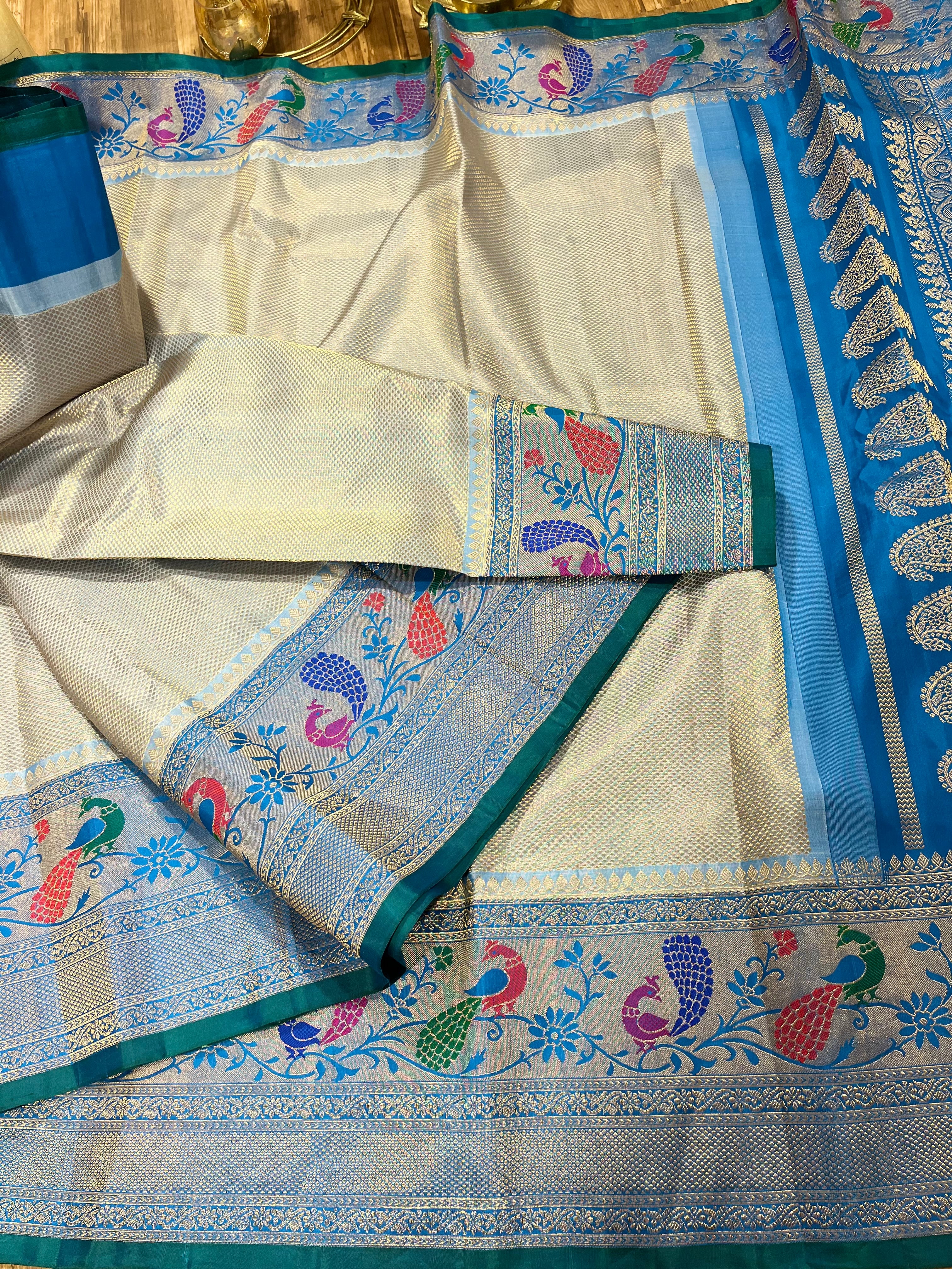 Double-Wrap Brocade Gadwal Saree