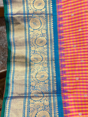 Beautiful Double-Wrap Micro Checks Gadwal Saree