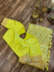 Chanderi pattu saree with ready to wear blouse