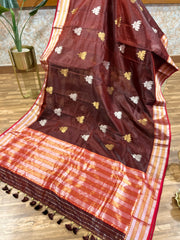 Chanderi pattu saree with ready wear blouse