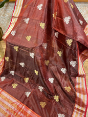 Chanderi pattu saree with ready wear blouse