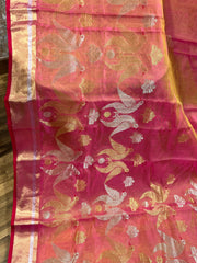 Chanderi pattu saree with ready wear pattern blouse