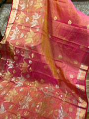 Chanderi pattu saree with ready wear pattern blouse