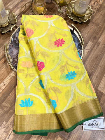 Zari Kota saree with contrast blouse