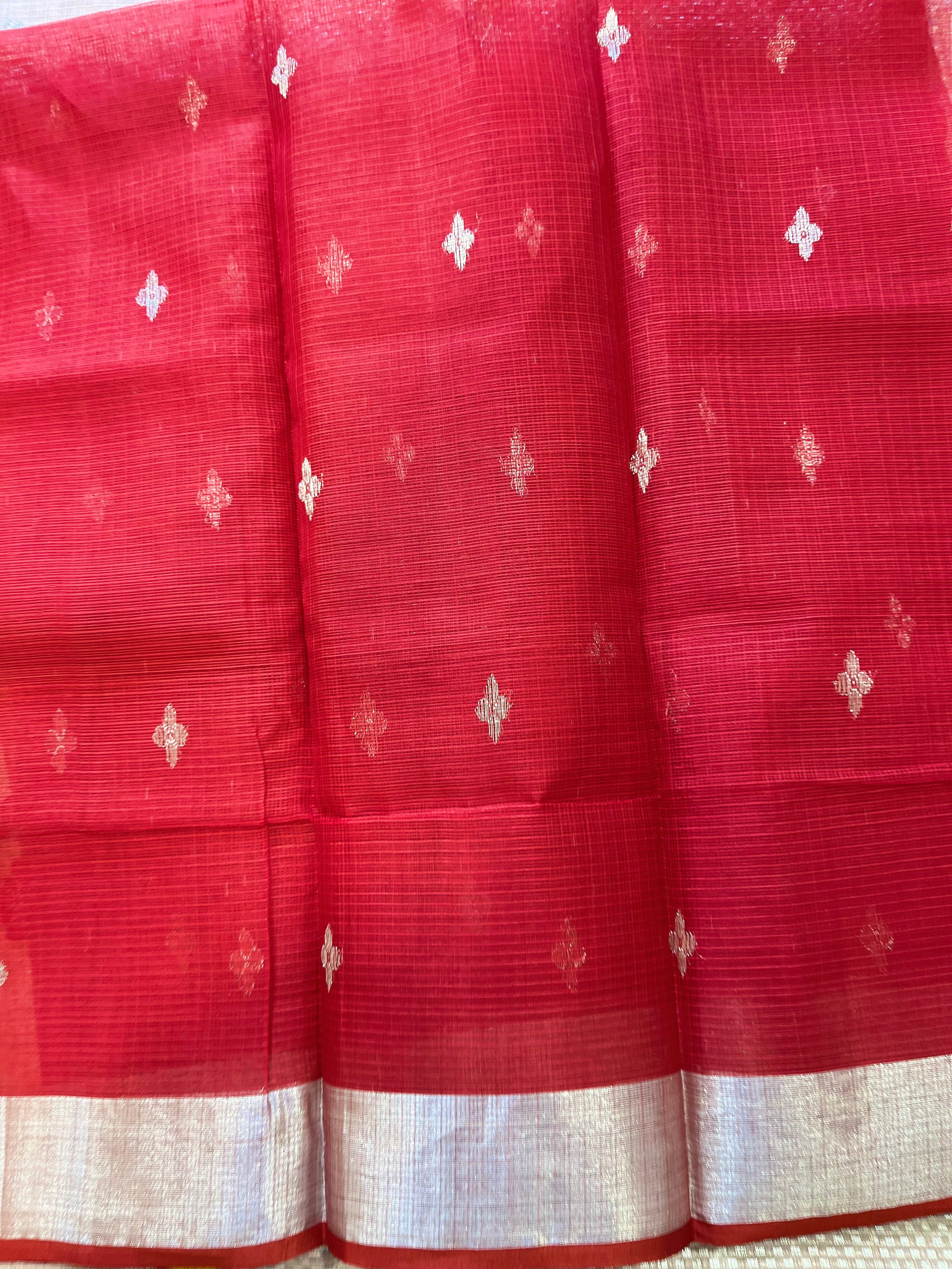 Soft Baby Pink Designer Jaal Weave Kota Pure Zari Saree with Contrast Blouse