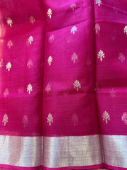 Blush Pink Zari Kota Saree with contrast blouse