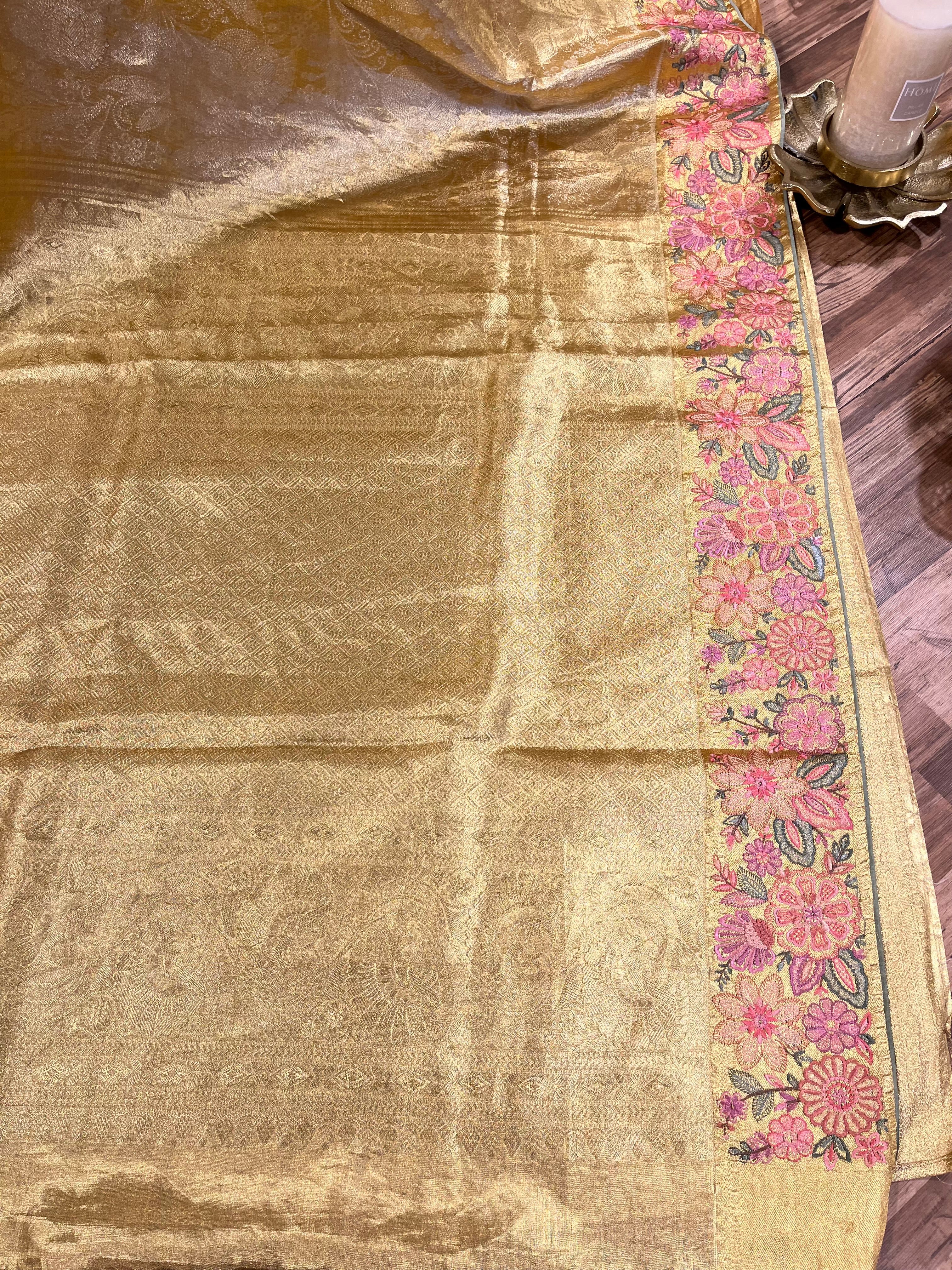 Kanchi tissue thread embroidery saree