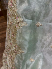 Tissue silk intricate embroidery saree