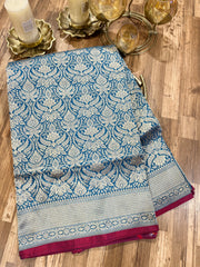 Blue Brocade Banarasi Pattu saree