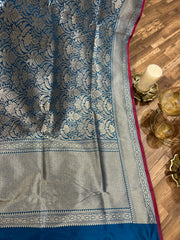 Blue Brocade Banarasi Pattu saree