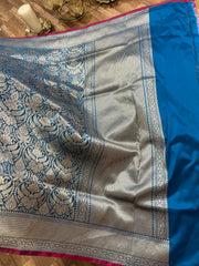 Blue Brocade Banarasi Pattu saree