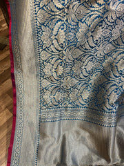 Blue Brocade Banarasi Pattu saree