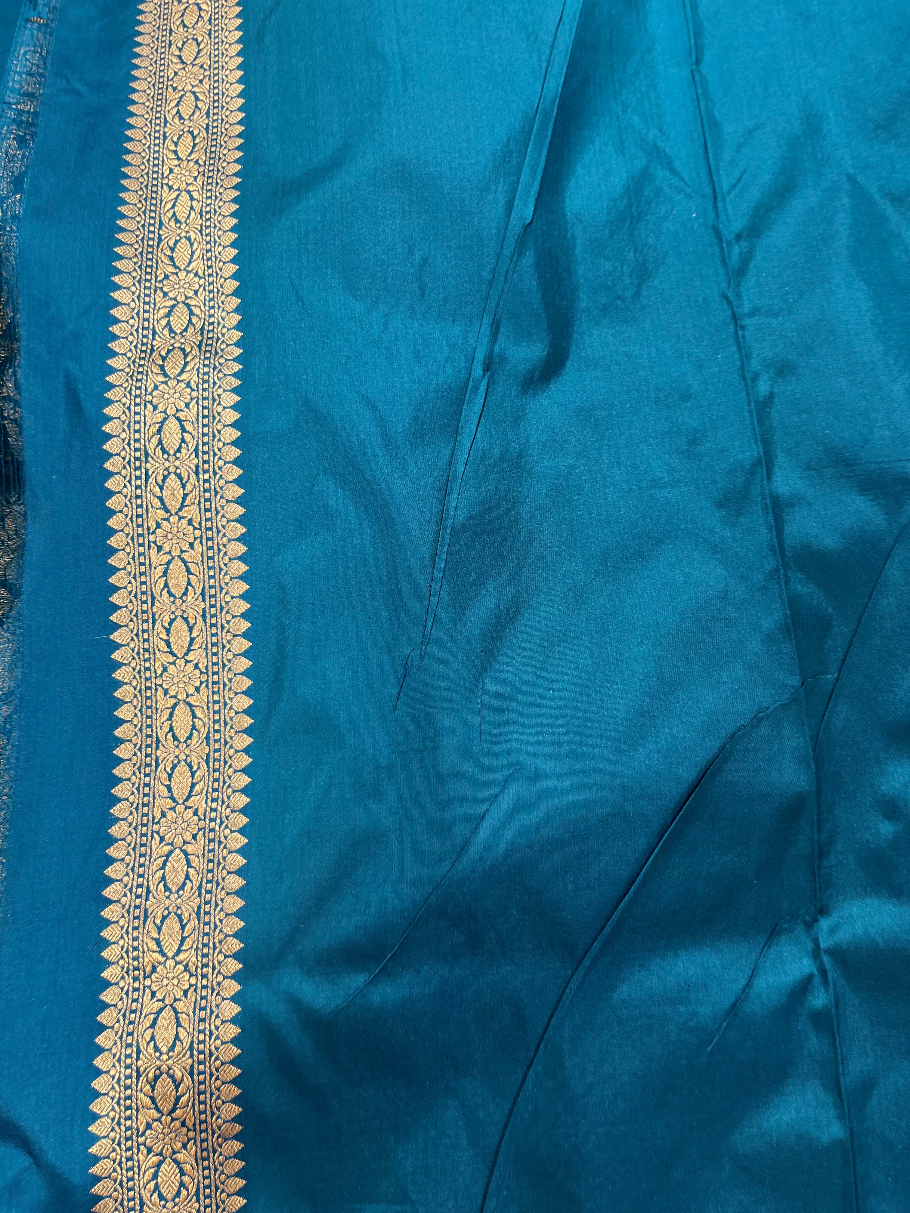 Blue Brocade Banarasi Pattu saree