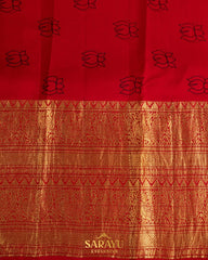 Blue and Red Pure Kanchi Handpainted Kalamkari